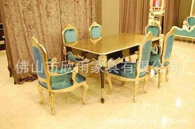 欣雨家具 匠心打造雕花貼金箔實木餐桌椅，點亮酒店與豪宅空間